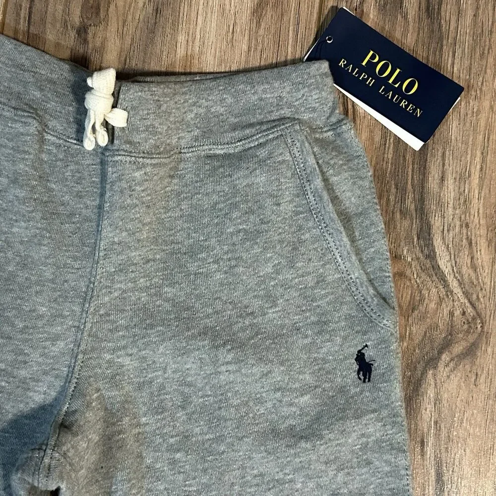 Polo Ralph Lauren Boys Size 5 Gray Jogger Sweatpants Pony Logo NWT